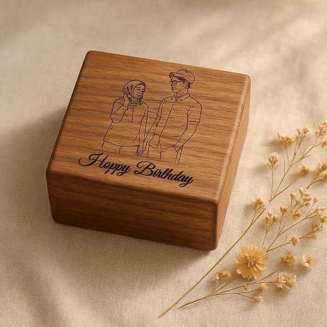 Personalized Music Box Premium Hadiah Spesial Custom Nama & Tulisan