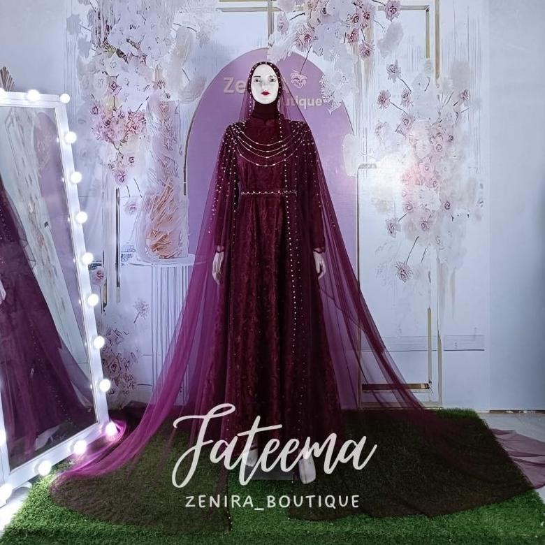 Diskon Wedding Dress Fateema Set Gaun Pengantin Muslimah Syari Mewah Elegant Free Veil Pasmina Cadar