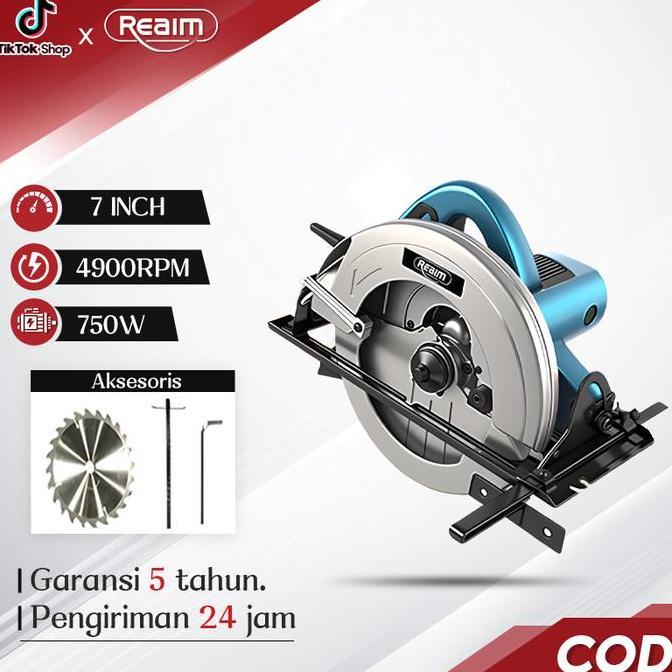 Promo Reaim Gergaji Circular Saw 1400W Mesin Gergaji Circular Mesin Potong Kayu Circular Saw Listrik