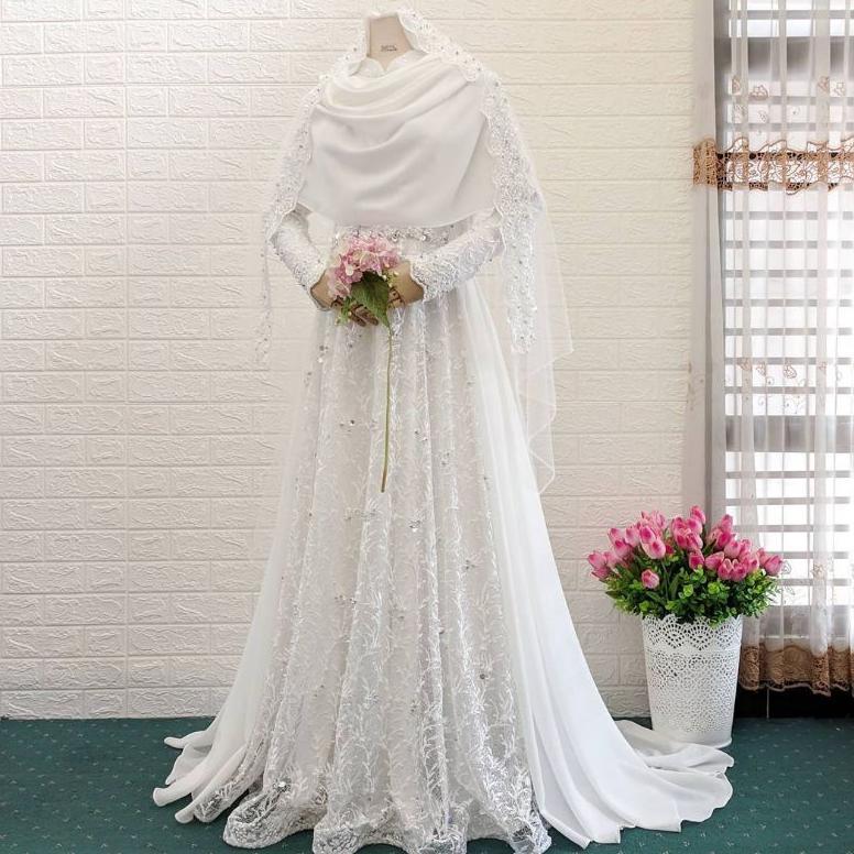 Best Seller Gaun Pengantin / Gaun Akad / Gaun Muslimah / Gaun Pernikahan / Gaun Jumbo / Gaun Kecil