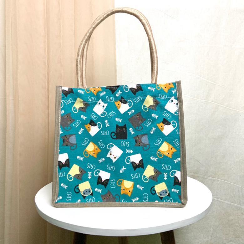 Bergaransi Tas Jinjing Kanvas Tali Sumbu Handbag Kanvas Motif Kecil Tas Tali Sumbu Mini Tas Mukena T