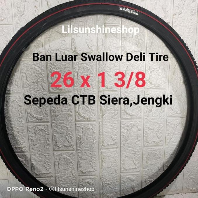 Ban Luar Sepeda 26 x 1 3/8 Swallow Deli Tire Hitam Lis Merah 26x1 3/8 Onthel Ontel Jengki Sierra Pho