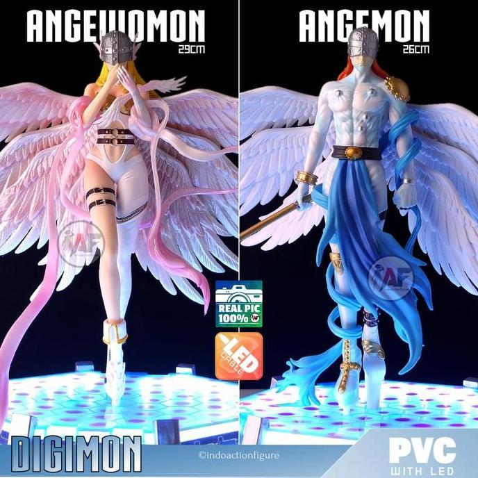 Sidiqstay - Statue Action Figure Digimon Angemon & Angewomon Moon Studio Design Recast with LED