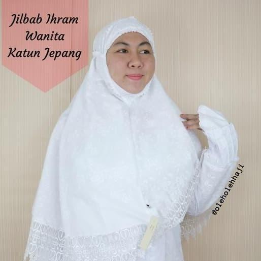 NEW JILBAB IHRAM KATUN JEPANG/KERUDUNG HAJI UMROH KATUN RENDA/HAJI UMROH ORI
