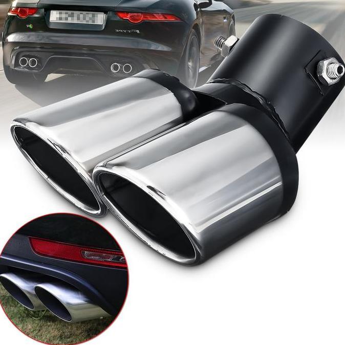 Tabung Slincer 2 Lubang Sambungan Ujung Knalpot Mobil Racing Universal