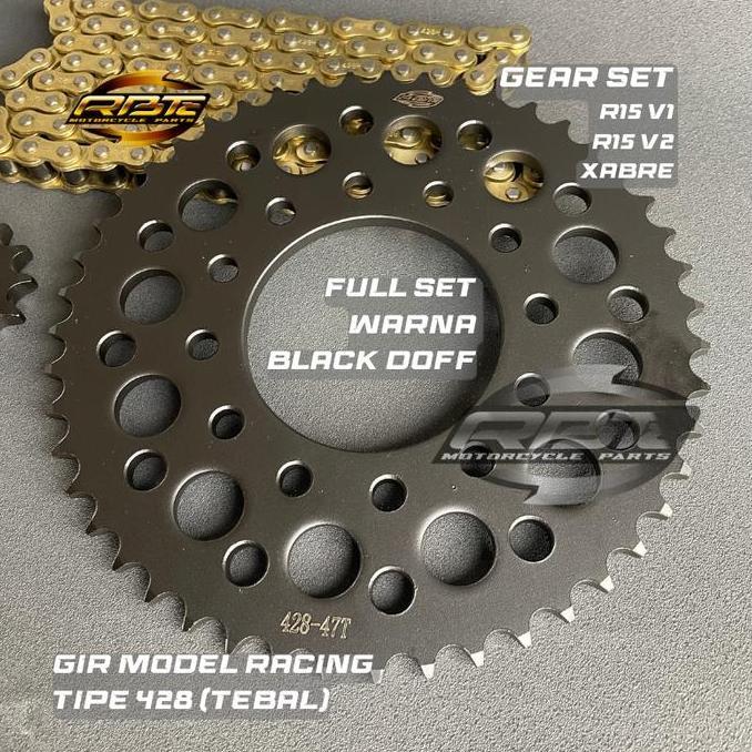 NEW GEAR GIR SET PAKET R15 V1 V2 XABRE R15-OLD 15T 47T 428H ORI