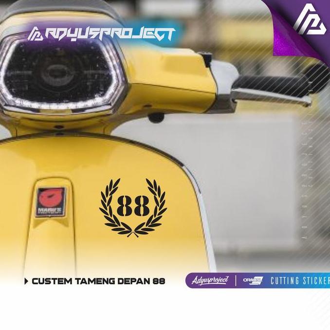 NOMOR VESPA CUSTOM BODY TAMENG DEPAN 02 Stiker Sticker Cutting Mobil Motor Vespa Scoopy Vino Vario B