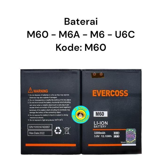 NEW BATERAI BATRE ORIGINAL EVERCOSS M6A M60 M6 U6C BATTERY ORI
