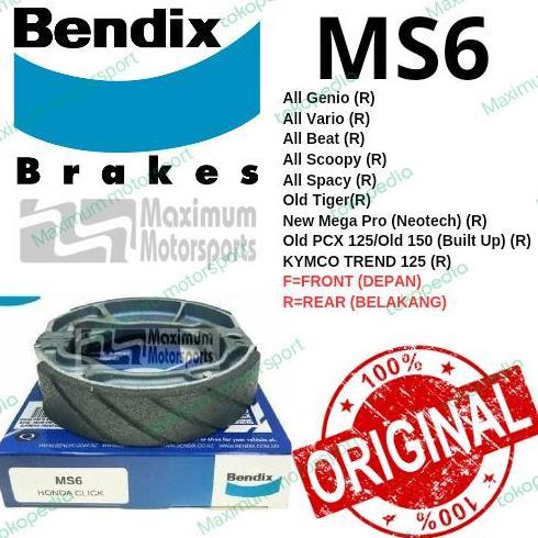 NEW KAMPAS REM BENDIX MS6/ELIG SCMH18 TROMOL - ALL VARIO - ALL BEAT - SCOOPY - PCX ORI