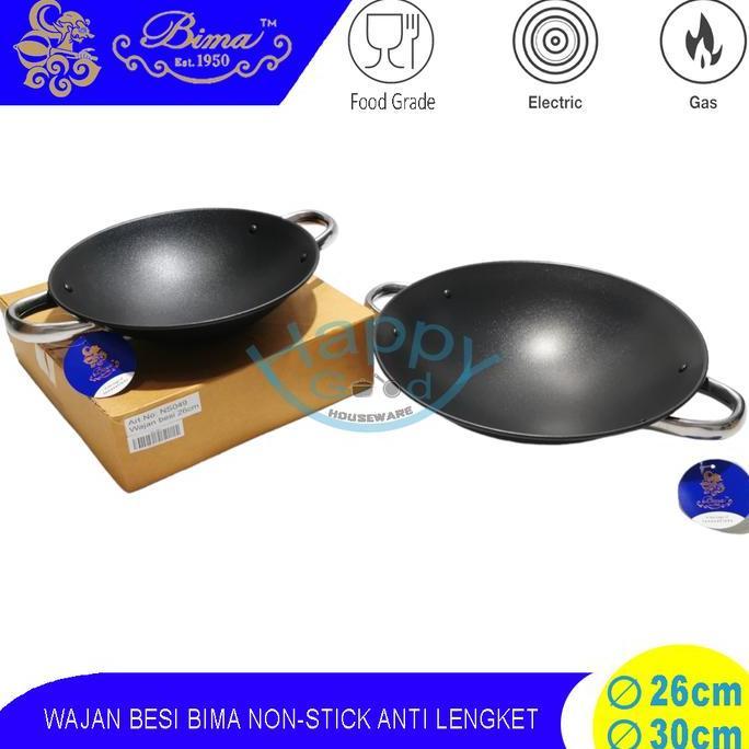 BIMA 26-30CM WAJAN BESI | WAJAN NON-STICK | WAJAN PENGGORENGAN ANTI LENGKET