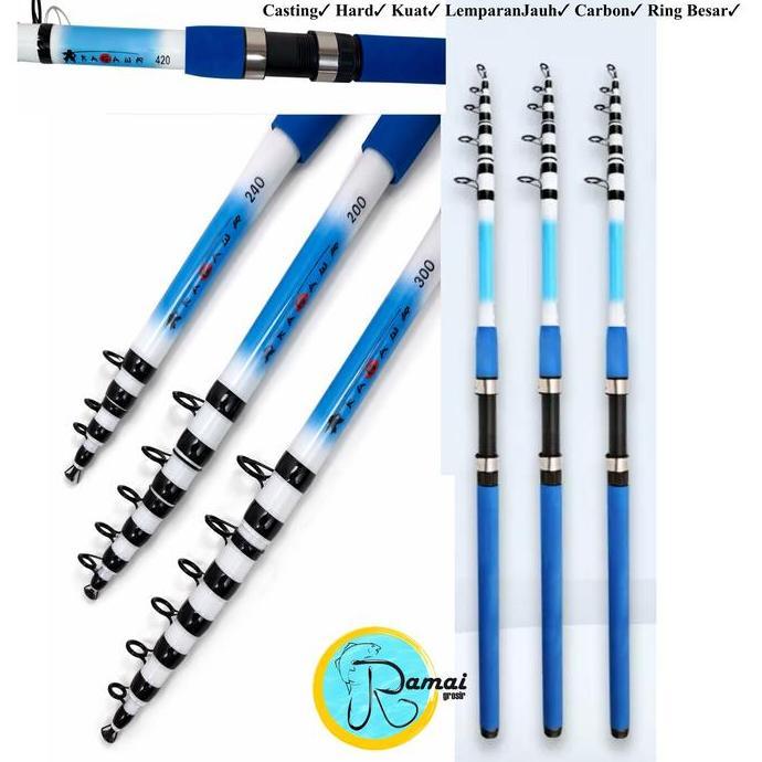 Ramaipancing Joran Casting Lemparan Jauh Telekopik /Joran Surf Ruas Pendek Kuat  Ukuran 240/300/360/