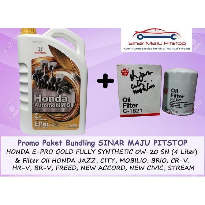 Paket Oli HONDA E-PRO GOLD 0W-20 SN & Filter Mobil JAZZ & CITY & BRIO