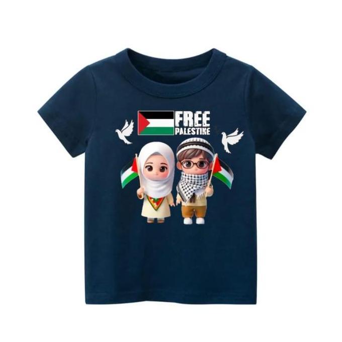 BAJU GAZA SAVE FREE PALESTINA KAOS ANAK CEWEK COWOK LENGAN PENDEK 1-11