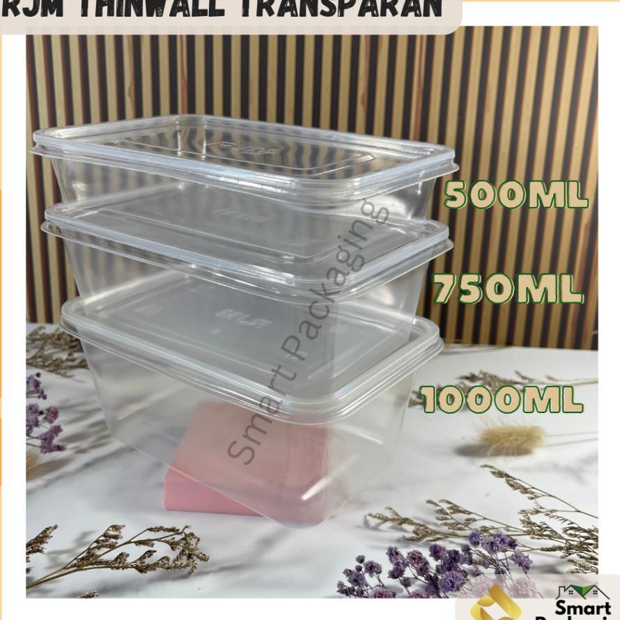[Isi 25 Pcs] Rjm Thinwall Food Container Trans 500Ml 750Ml 1000Ml / Tempat Makan Plastik / Wadah Bek