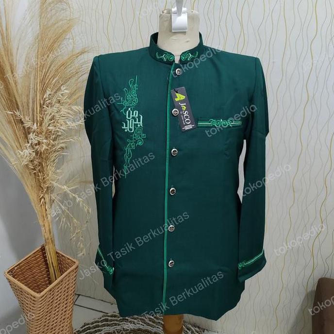 Ready stock Jas Koko hijau botol motif MW jasko busana muslim pria by jasco