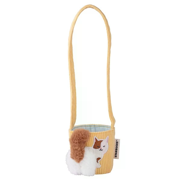 Cup Bag Starbucks Striped Cat Yellow Tail Convenient Single | Tas Minuman Cup Kopi | Tas Selempang S
