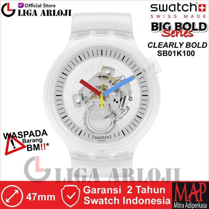 SWATCH SB01K100 Big Bold Jam Tangan Pria Wanita Analog Original Swiss