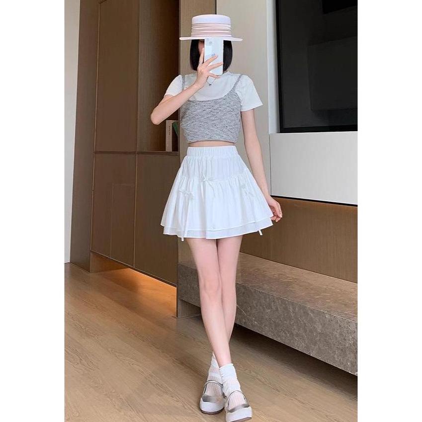 HOT PRODUCT DF - Rok RAINBOW Mini Skirt Susun Pendek / Rok Wanita Pendek Korean Style