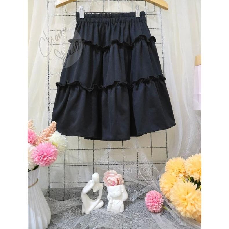 BIG PROMO Cherry_ New ! Ruffles Mini Skirt Korean Style | Rok Pendek Sexy Terbaru | Rok Susun Pendek