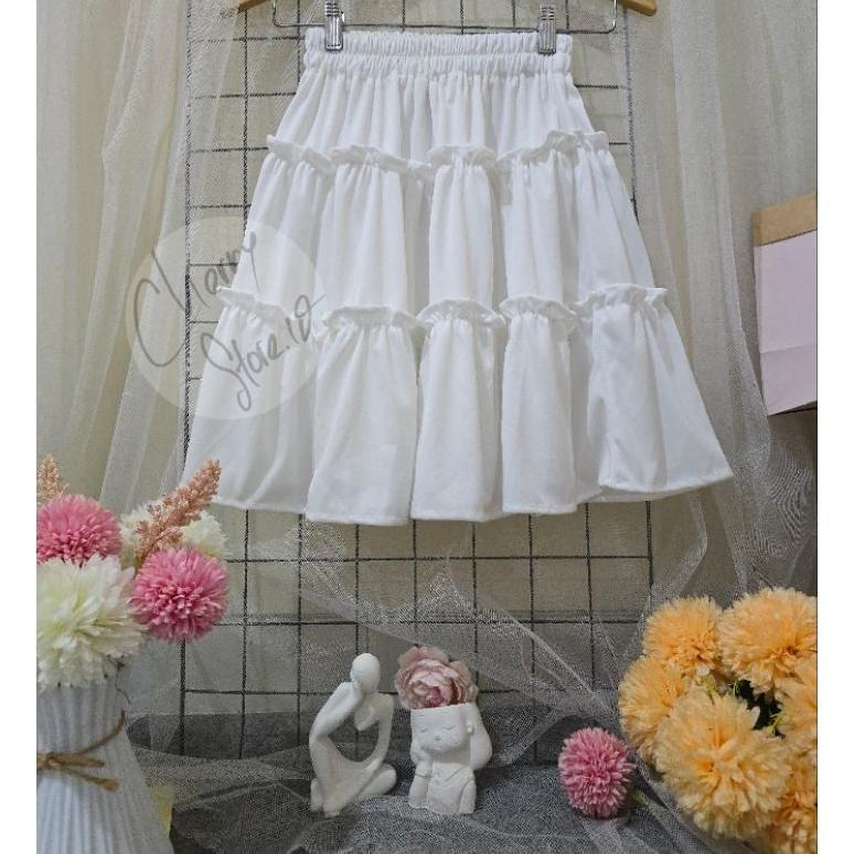 NEW PROMO Cherry_ New  Ruffles Mini Skirt Korean Style | Rok Pendek Sexy Terbaru | Rok Susun Pendek 