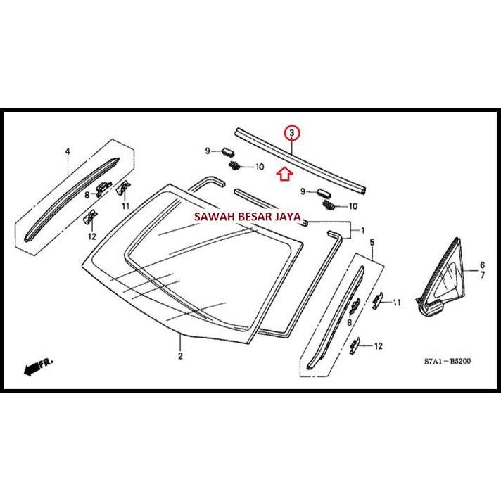 GRATIS ONGKIR KARET MOLDING LIST LIS KACA BESAR DEPAN BAGIAN ATAS HONDA STREAM 2002 2003 2004 2005 2