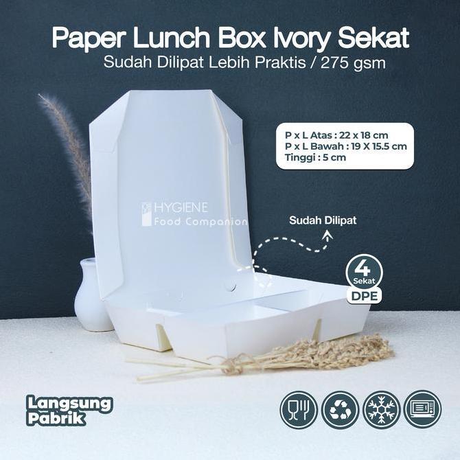 Lunch Box R Sekat 4 Putih Bento Kertas 4 Sekat