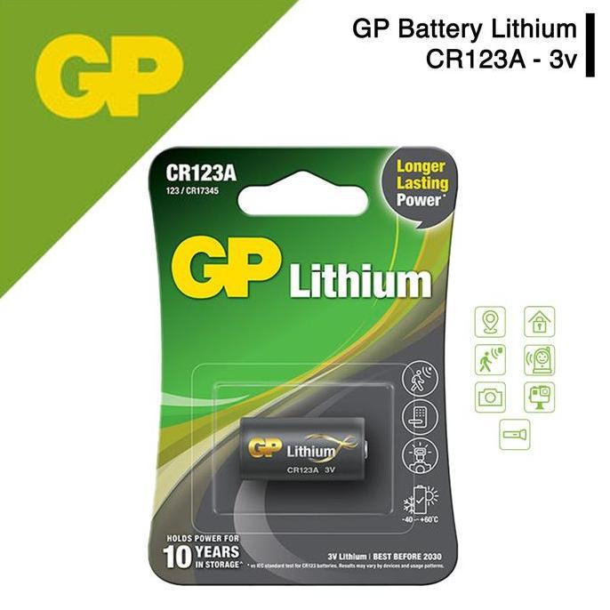 Baterai GP CR123A 3V Lithium Power Battery Batre Laser Scope Original