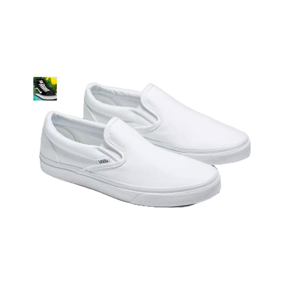 SEPATU PRIA SLIP ON CLASSIC FULL WHITE KASUAL NBIB SEPATU WANITA SLIP ON KASUAL PUTIH POLOS PREMIUM 