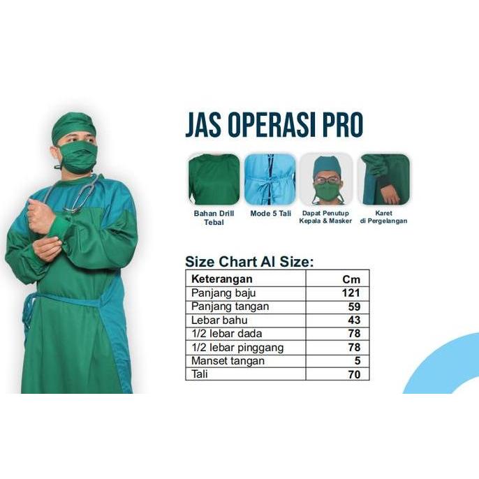Jas Operasi/Jas Operasi Pro/Seragam Operasi/Jubah Operasi/Baju Operasi AS
