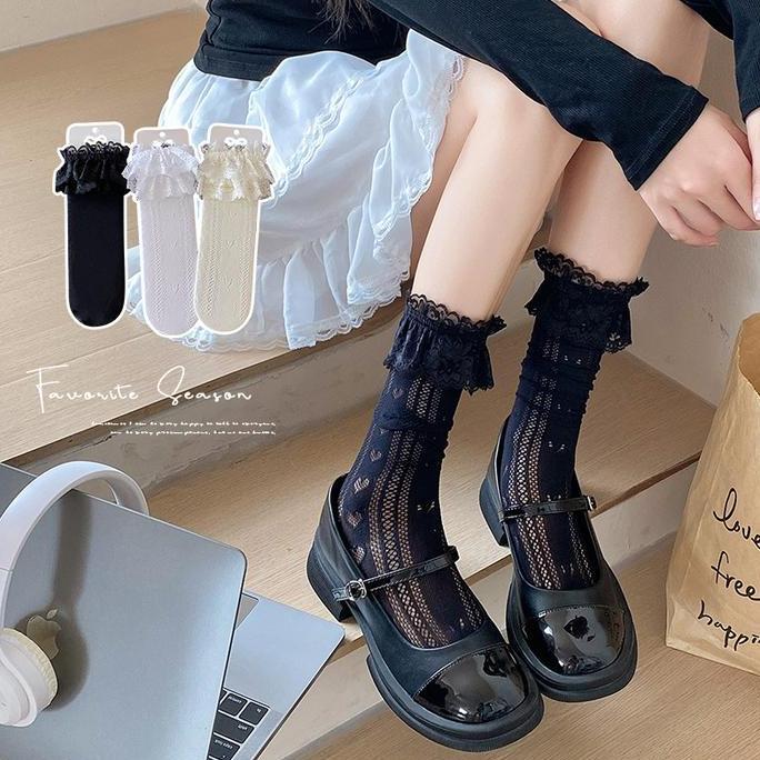 2434 Kaos kaki panjang rendah wanita korean style tinggi bawah lutut - Kaos kaki lolita cosplay - Ka