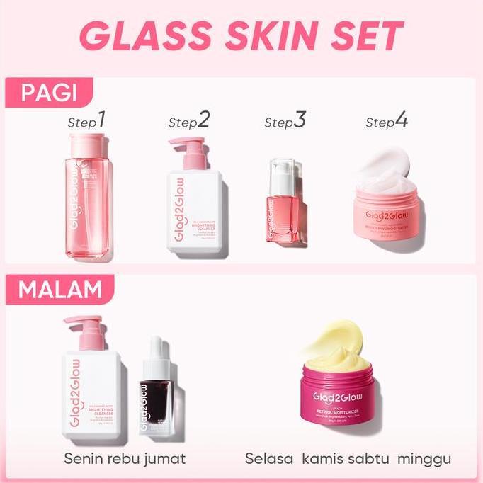Flash Sale Creat Free GiftGlad2Glow 5IN1 GLASS SKIN SET -Brightening Moisturizer+Milk Cleanser+Brigh