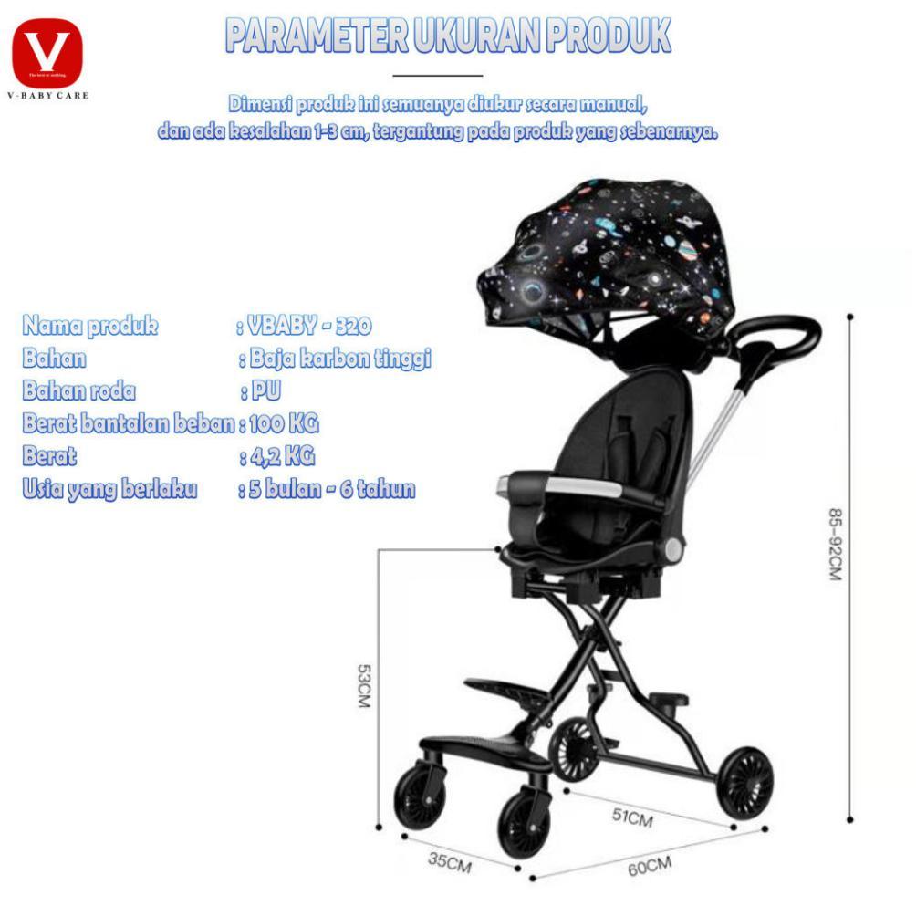 TANVISTORE VBABY CARE KERETA DORONG DATAR BERBARING DAPAT DILIPAT , DUA ARAH, STROLLER  VBABY-320 TE