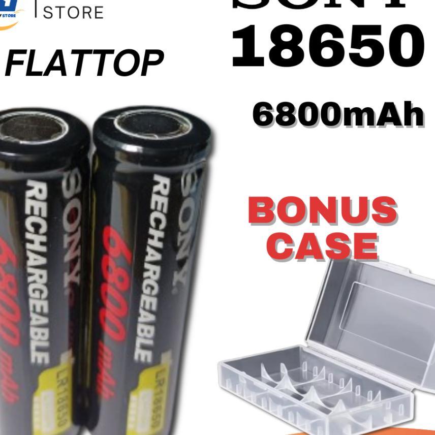 Ekonomis 2 Pcs Baterai 18650 3.7V Sony 6800 Flat Top Batre Sony 18650 3.7 Volt 6800 Mah Original