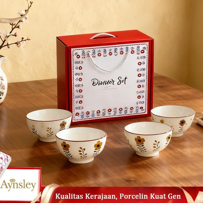 Aynsley-Souvenir mangkuk set porselen biru dan putih bermutu tinggi mangkuk keramik kotak hadiah man