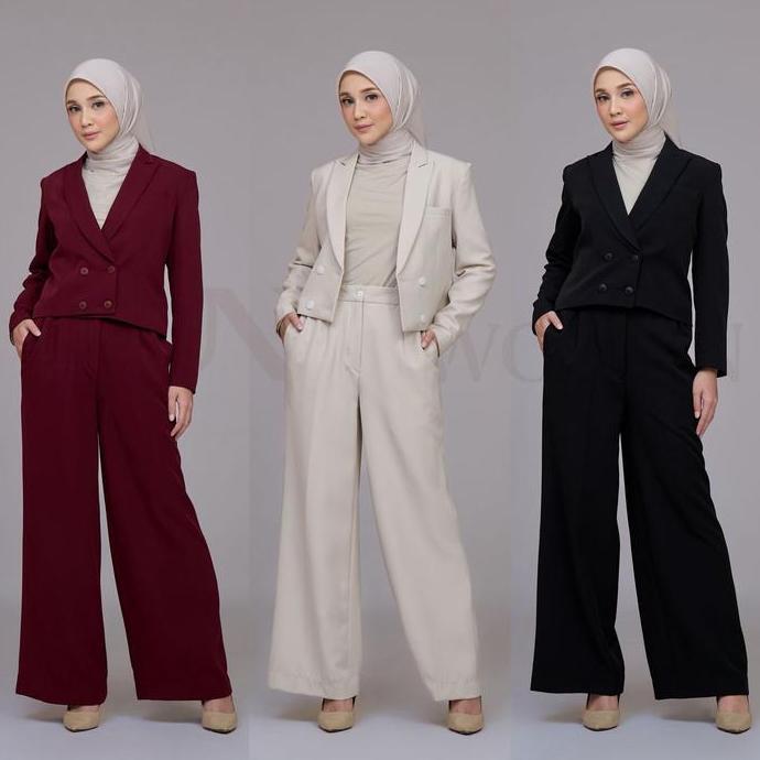 LEIA BLAZER - Blazer One Set - Setelan Blazer Celana Kulot Wanita Formal Casual - WomenSuitCulotte