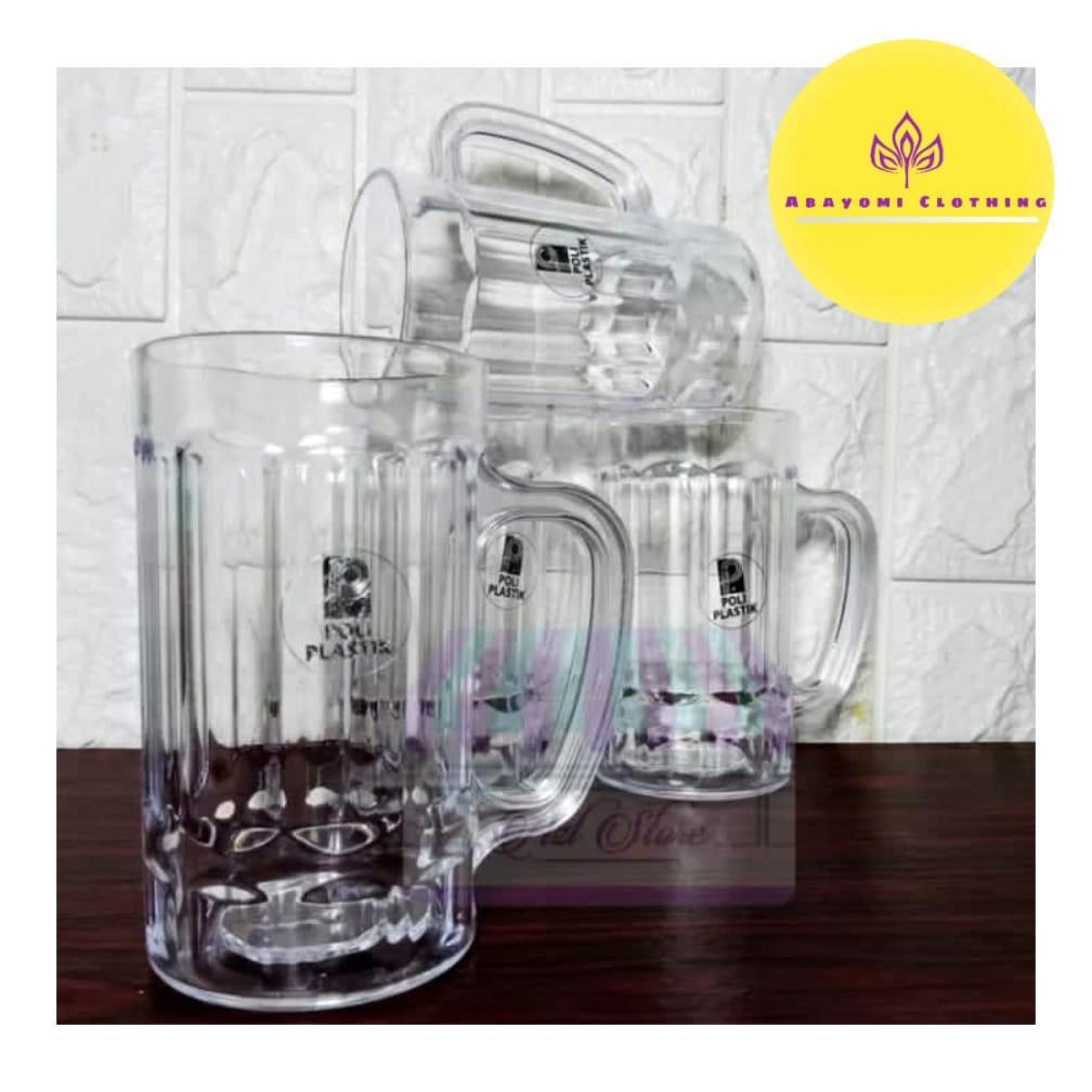 1 LUSIN /12 PCS GELAS PLASTIK BESAR GELAS BENING GAGANG / GELAS BESAR /