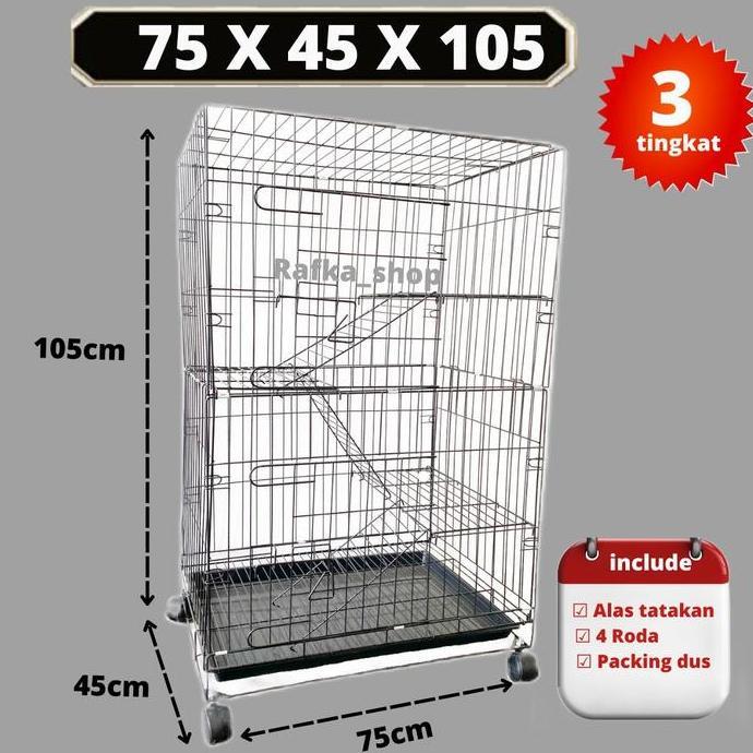 putriangkasapera - kandang tingkat 3 ukuran 75cmx45cmx110cm kandang kucing kandang kelinci kandang a