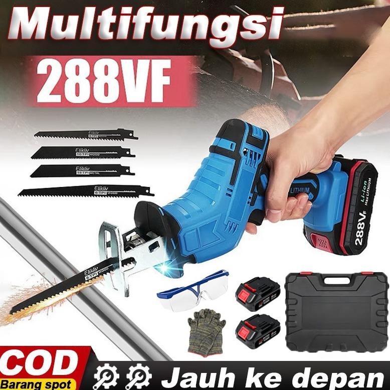 EFFORT Gergaji mesin mini multifungsi Reciprocating saw Gergaji Baterai Pemotong Listrik Kayu Logam 