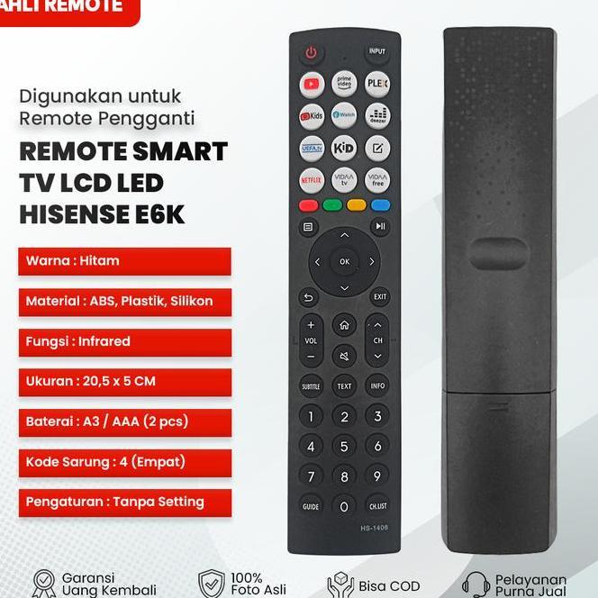 Remot Remote Tv Hisense Lcd Led Smart Tv Android Tv Uhd 4K En2G36H 43E6K 50E6K 55E6K