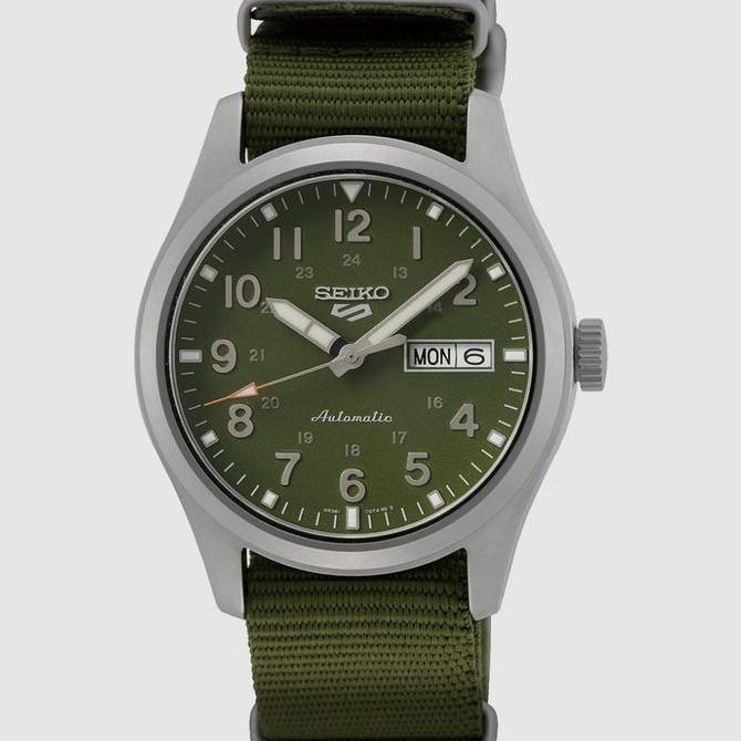 Ready  Seiko 5 SPORT Automatic Jam Tangan Pria Kanvas Hijau SRPG33K1 Original