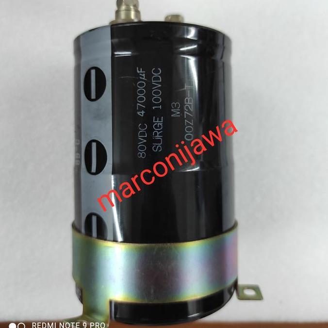 Ready stock capasitor elco 47000uf 80Vdc surge 100V Marcon diam 6,5cm x 10cm