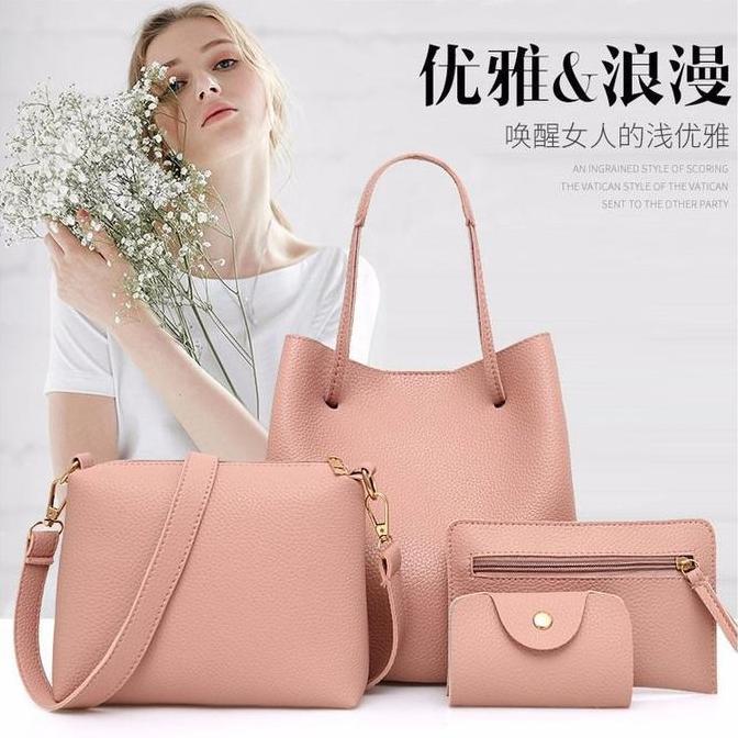 TB-83 set 4 pcs tas wanita selempang dompet import korea jepang