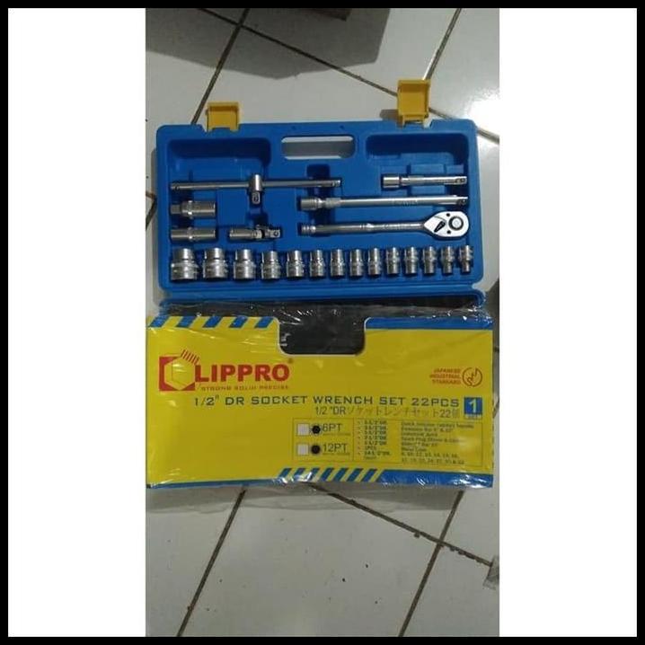 DISKON KUNCI SOK SOCK HAND SOCKET SET TOOLS 1/2" 8-32 MM 6PT LIPPRO 22 PCS !!!!!!!