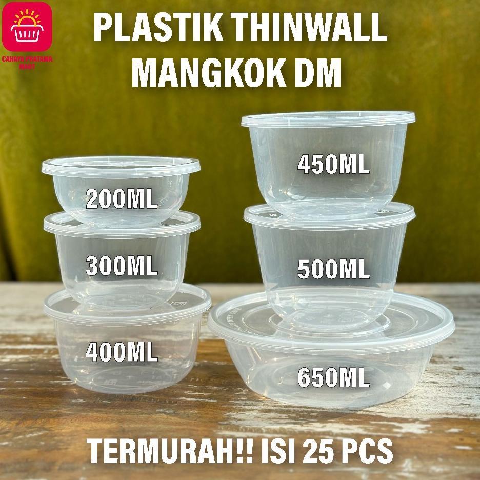 Thinwall Mangkok Isi 25 Pcs Mangkuk Plastik Bulat Datar Thinwall Bowl Round Dm Libra  Mangkok Makan 