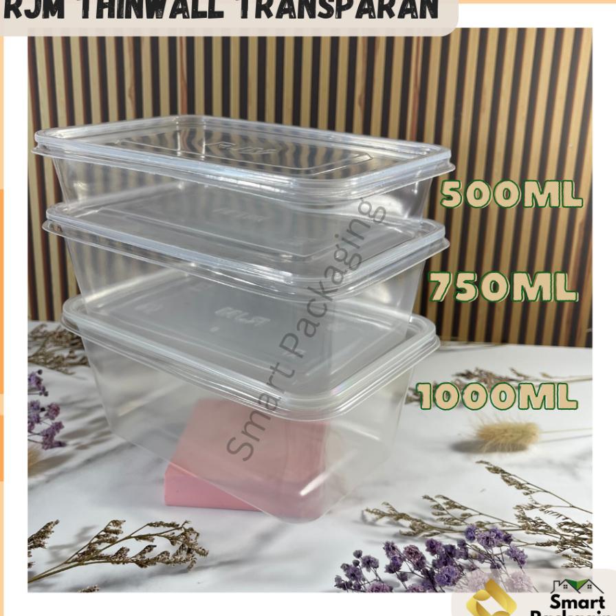 [Isi 25 Pcs] Rjm Thinwall Food Container Trans 500Ml 750Ml 1000Ml / Tempat Makan Plastik / Wadah Bek