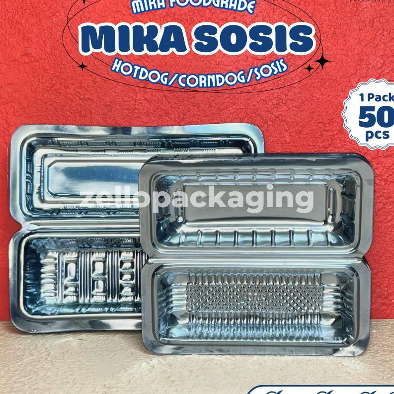 Tray Mika Sosis Besar Kecil Piscok Kemasan Roti Box Corndog Pisang Keju Lumer Isi 100 50