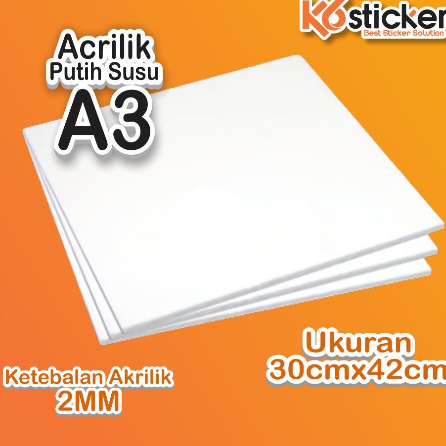 Akrilik Lembaran 2Mm A3 / Akrilik Putih Susu / Putih Solid / Acrylic