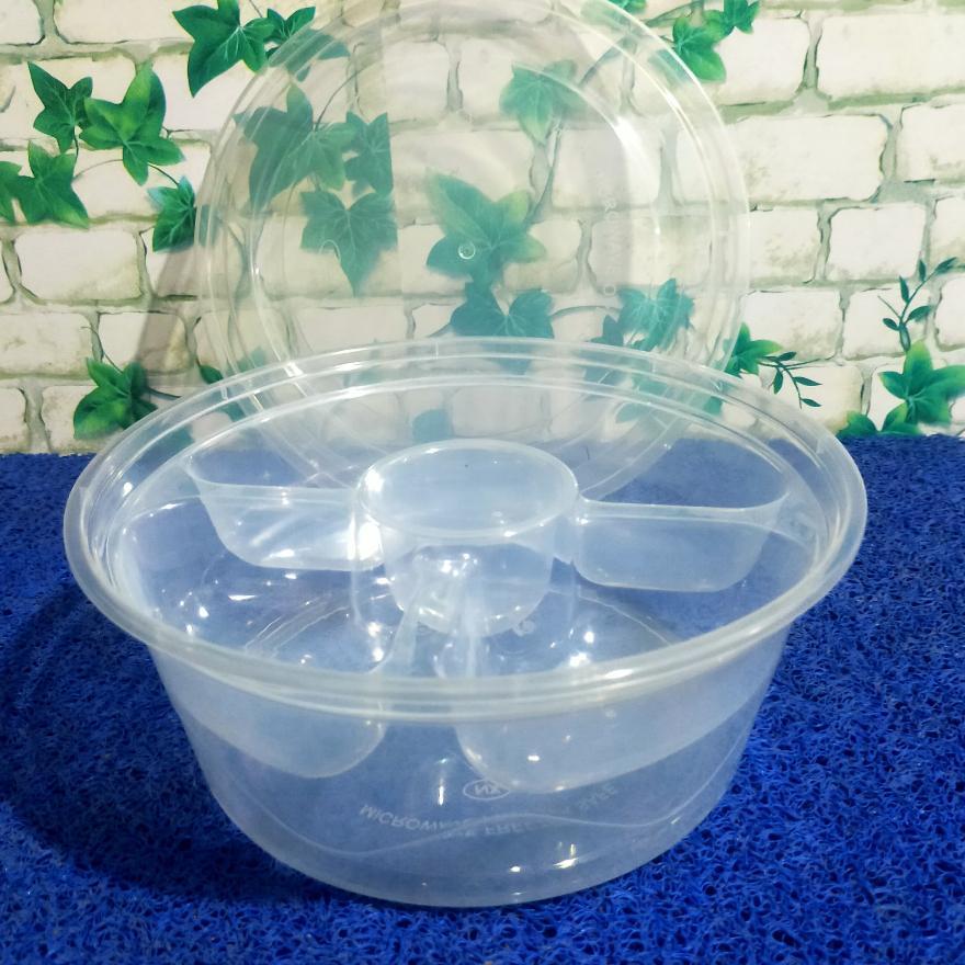 (Isi 12 Pcs) Seal Pack Bulat 2500 Ml Rc + Samir (23Cm)  Bening / Thinwall / Kotak Makanan / Kotak Pe