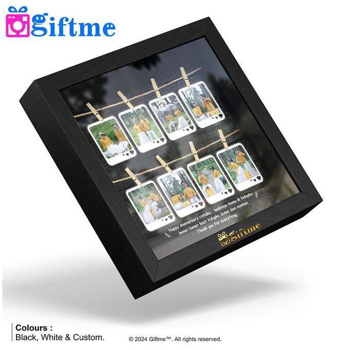 GIFTME Bingkai Foto 3D Custom Cetak bisa request 8 Foto dilengkapi Lampu LED