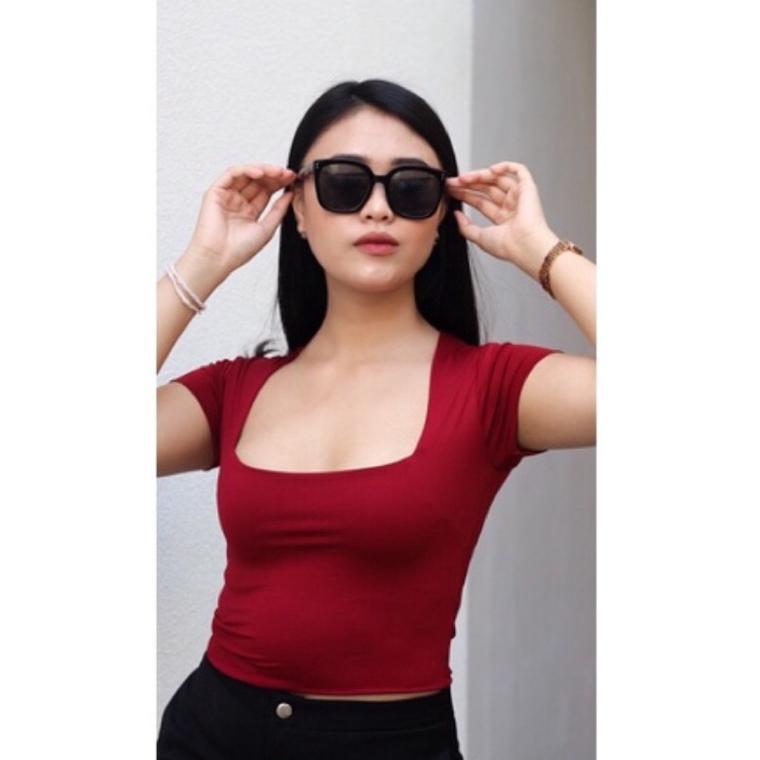 HOT KASHA CROP TOP JERSEY SQUARE KOREA KEKINIAN